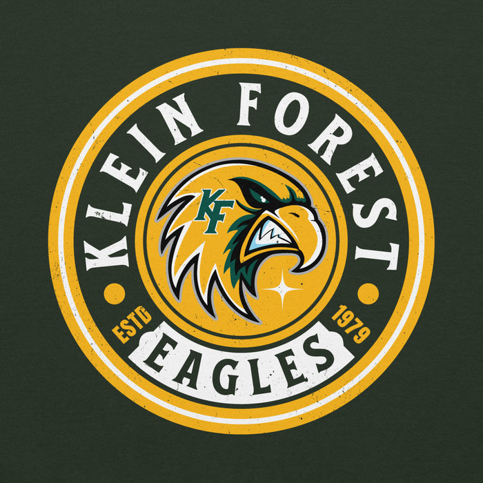 Close-up view of Klein Forest High School Golden Eagles Forest Green Classic Unisex Hoodie 220