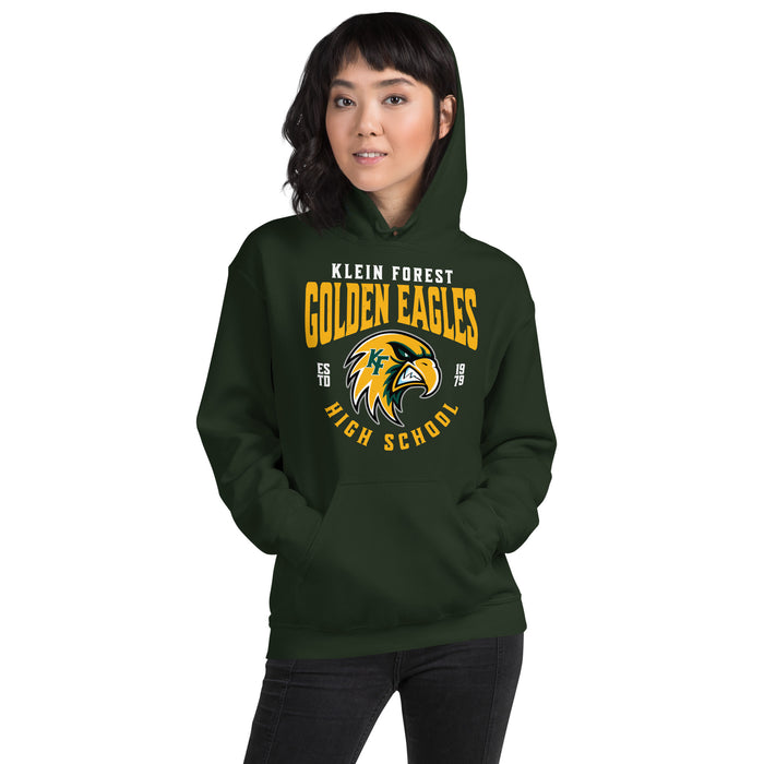 Side view of Klein Forest High School Golden Eagles Forest Green Classic Unisex Hoodie 213