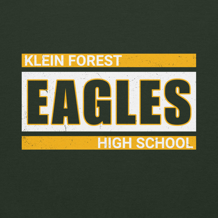 Close-up view of Klein Forest High School Golden Eagles Forest Green Classic Unisex Hoodie 098