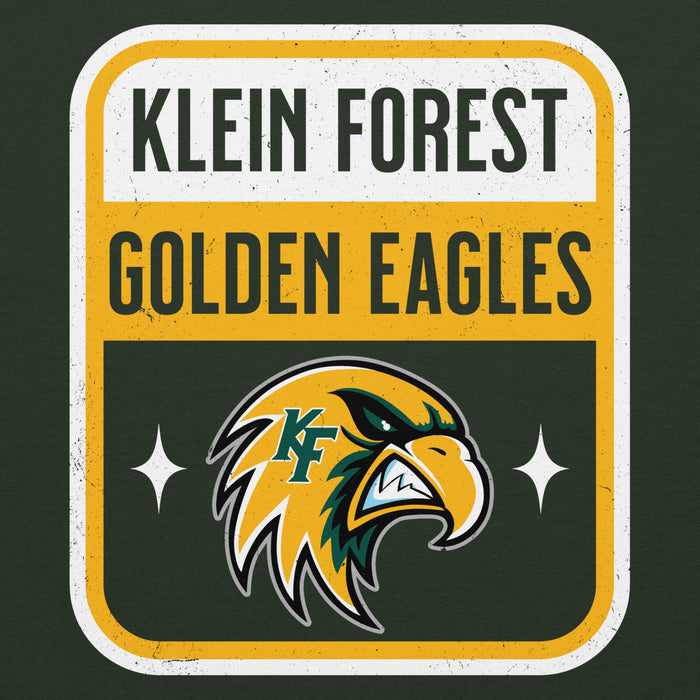 Close-up view of Klein Forest High School Golden Eagles Forest Green Classic Unisex Hoodie 001