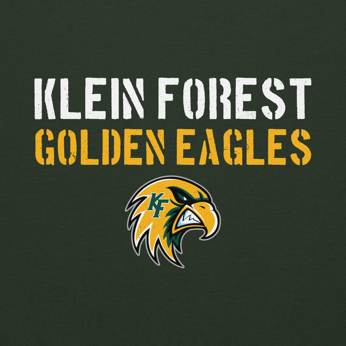 Close-up view of Klein Forest High School Golden Eagles Forest Green Classic Unisex Hoodie 017