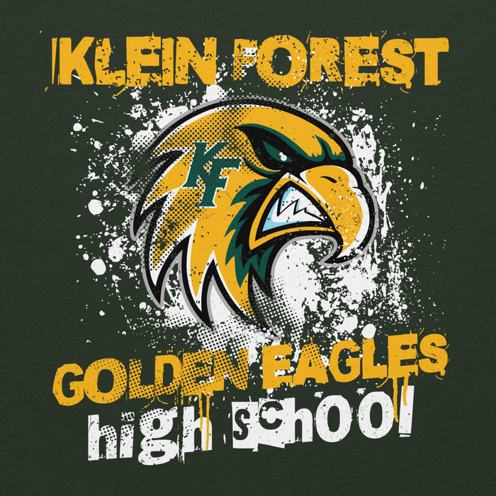 Close-up view of Klein Forest High School Golden Eagles Forest Green Classic Unisex Hoodie 205