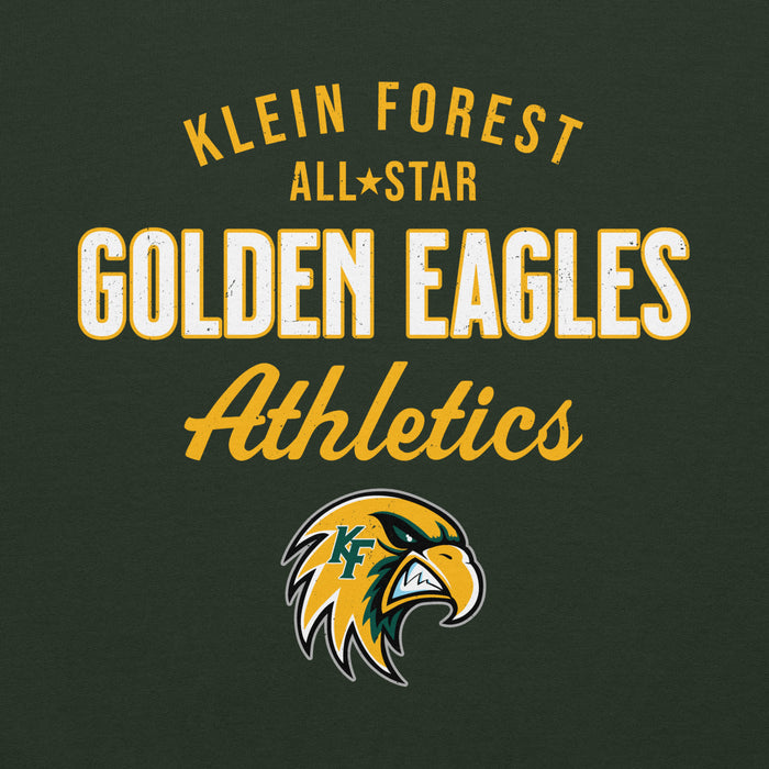 Close-up view of Klein Forest High School Golden Eagles Forest Green Classic Unisex Hoodie 034