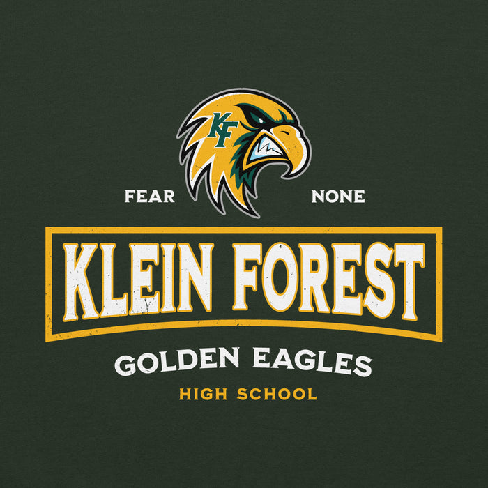 Close-up view of Klein Forest High School Golden Eagles Forest Green Classic Unisex Hoodie 202