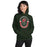 Woman wearing The Woodlands High School Highlanders Forest Green Classic Unisex Hoodie 229