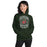Woman wearing The Woodlands High School Highlanders Forest Green Classic Unisex Hoodie 207