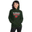 Woman wearing The Woodlands High School Highlanders Forest Green Classic Unisex Hoodie 003