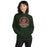 Woman wearing The Woodlands High School Highlanders Forest Green Classic Unisex Hoodie 206