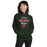 Woman wearing The Woodlands High School Highlanders Forest Green Classic Unisex Hoodie 034