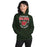Woman wearing The Woodlands High School Highlanders Forest Green Classic Unisex Hoodie 204