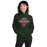 Woman wearing The Woodlands High School Highlanders Forest Green Classic Unisex Hoodie 040