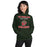 Woman wearing The Woodlands High School Highlanders Forest Green Classic Unisex Hoodie 006
