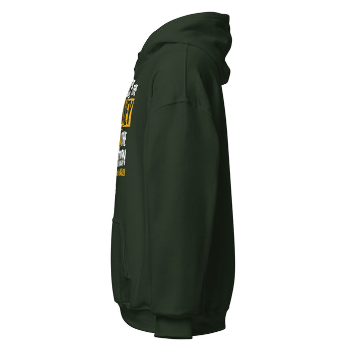Close-up view of Klein Forest High School Golden Eagles Forest Green Classic Unisex Hoodie 232