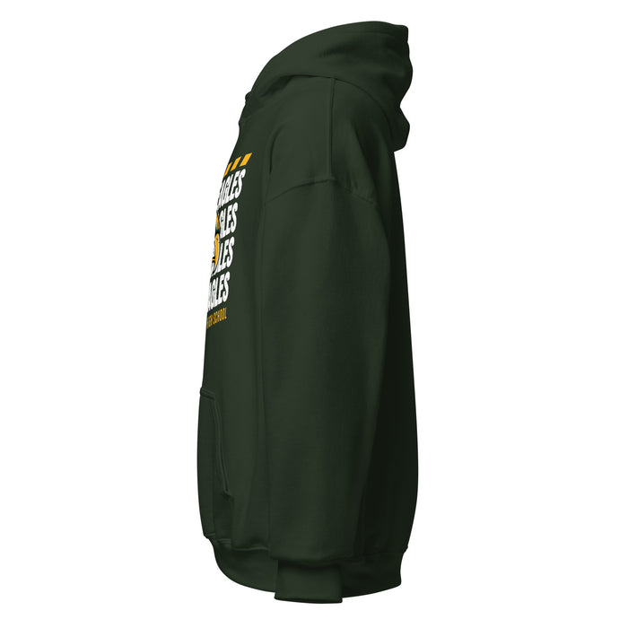 Side view of Klein Forest High School Golden Eagles Forest Green Classic Unisex Hoodie 223