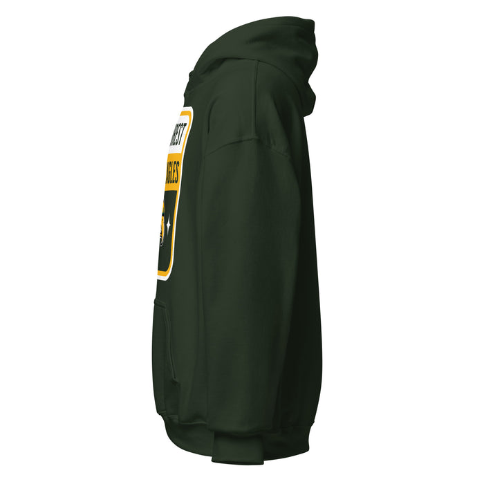 Side view of Klein Forest High School Golden Eagles Forest Green Classic Unisex Hoodie 001
