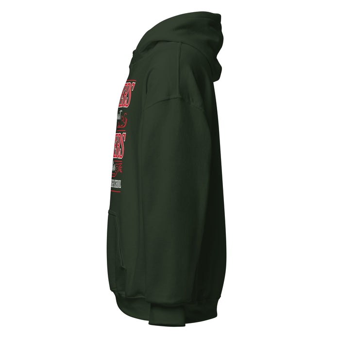 Side view of The Woodlands High School Highlanders Forest Green Classic Unisex Hoodie 237