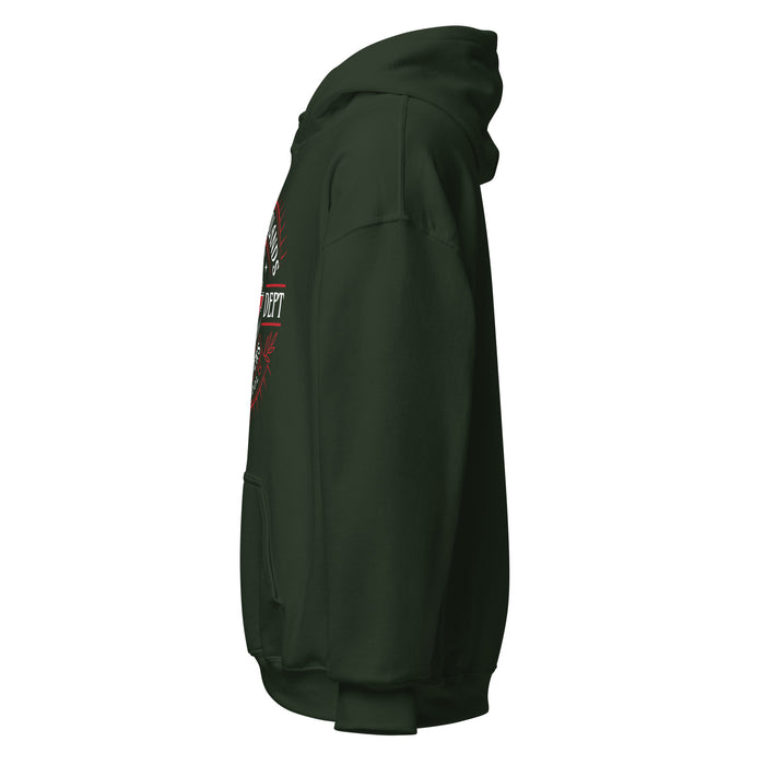 Side view of The Woodlands High School Highlanders Forest Green Classic Unisex Hoodie 201