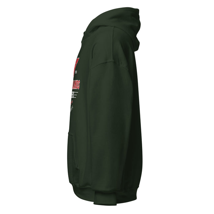 Side view of The Woodlands High School Highlanders Forest Green Classic Unisex Hoodie 217