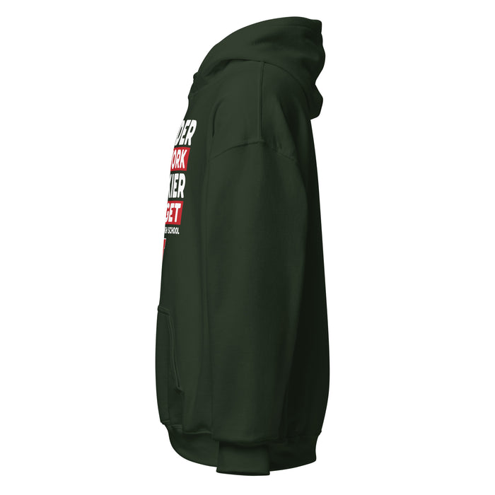 Side view of The Woodlands High School Highlanders Forest Green Classic Unisex Hoodie 238