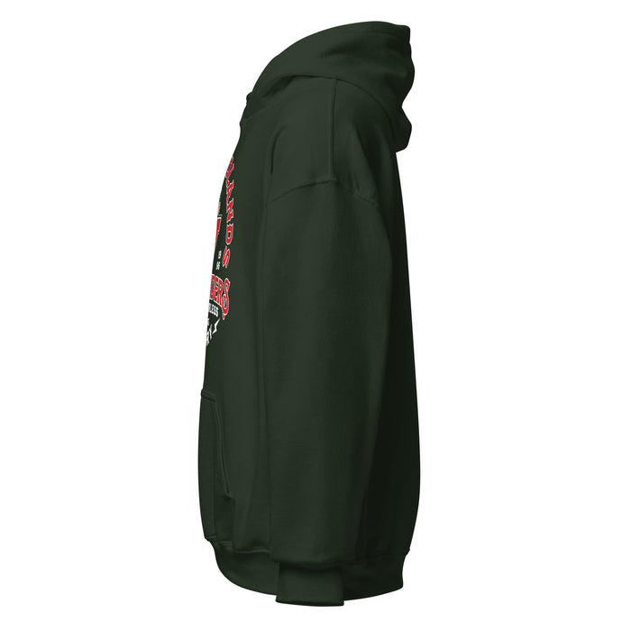 Side view of The Woodlands High School Highlanders Forest Green Classic Unisex Hoodie 206