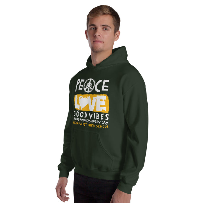 Man wearing Klein Forest High School Golden Eagles Forest Green Classic Unisex Hoodie 240