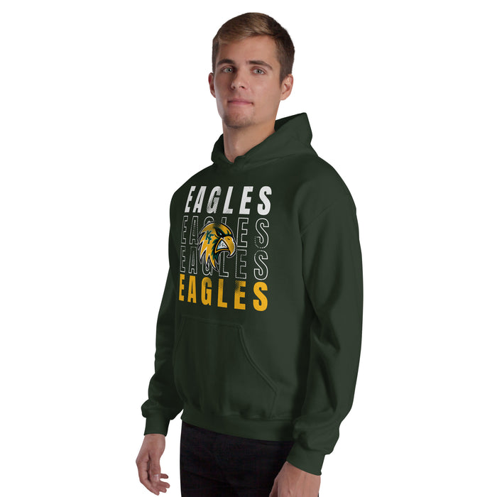 Man wearing Klein Forest High School Golden Eagles Forest Green Classic Unisex Hoodie 233