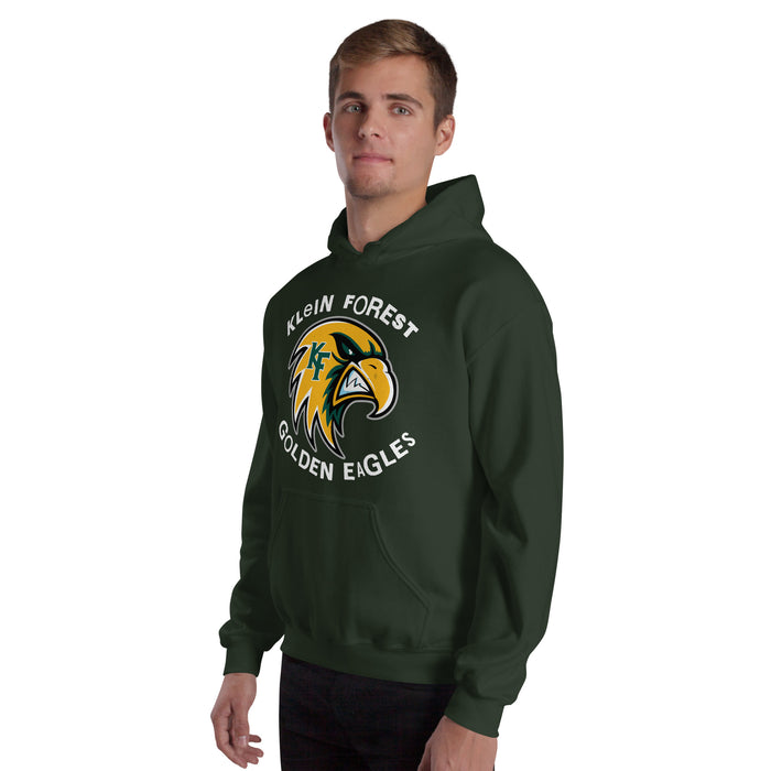 Man wearing Klein Forest High School Golden Eagles Forest Green Classic Unisex Hoodie 228