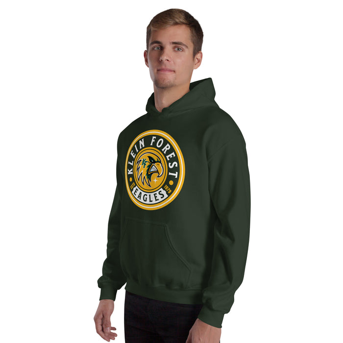 Man wearing Klein Forest High School Golden Eagles Forest Green Classic Unisex Hoodie 220
