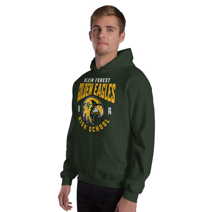 Man wearing Klein Forest High School Golden Eagles Forest Green Classic Unisex Hoodie 213