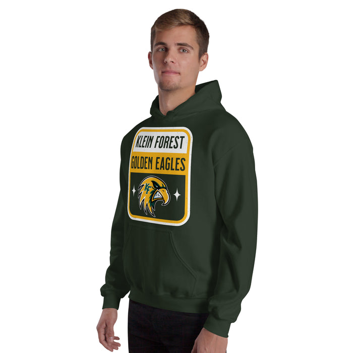 Man wearing Klein Forest High School Golden Eagles Forest Green Classic Unisex Hoodie 001
