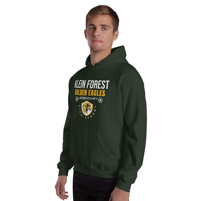 Man wearing Klein Forest High School Golden Eagles Forest Green Classic Unisex Hoodie 003