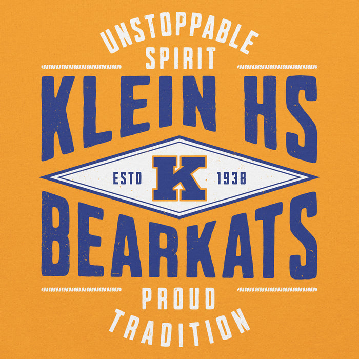 Close-up view of Klein High School Bearkats Gold Classic Unisex Hoodie 210