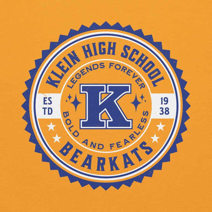 Close-up view of Klein High School Bearkats Gold Classic Unisex Hoodie 203