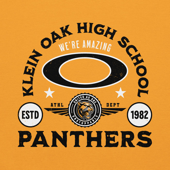 Close-up view of Klein Oak High School Panthers Gold Classic Unisex Hoodie 208
