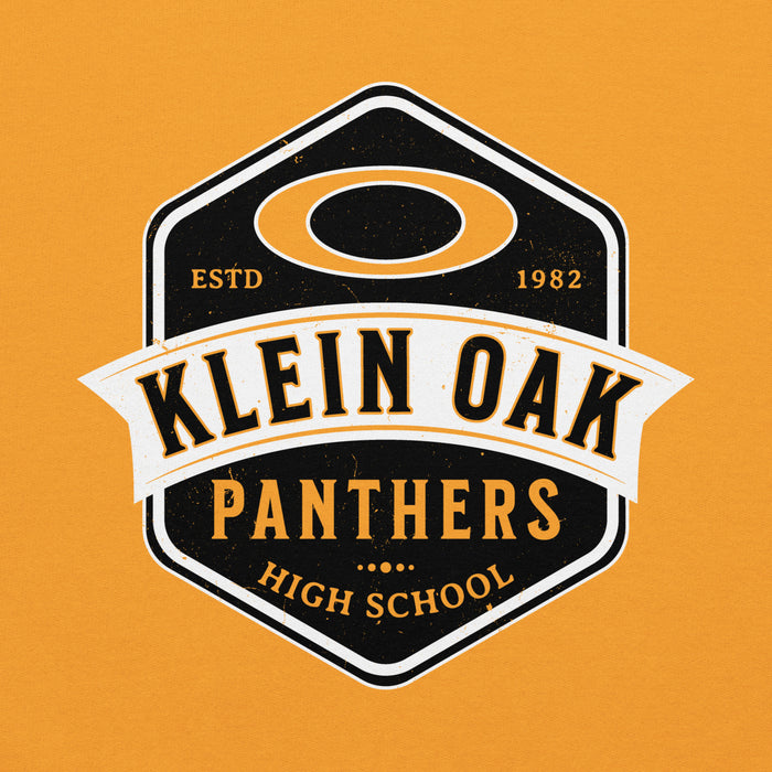 Close-up view of Klein Oak High School Panthers Gold Classic Unisex Hoodie 209