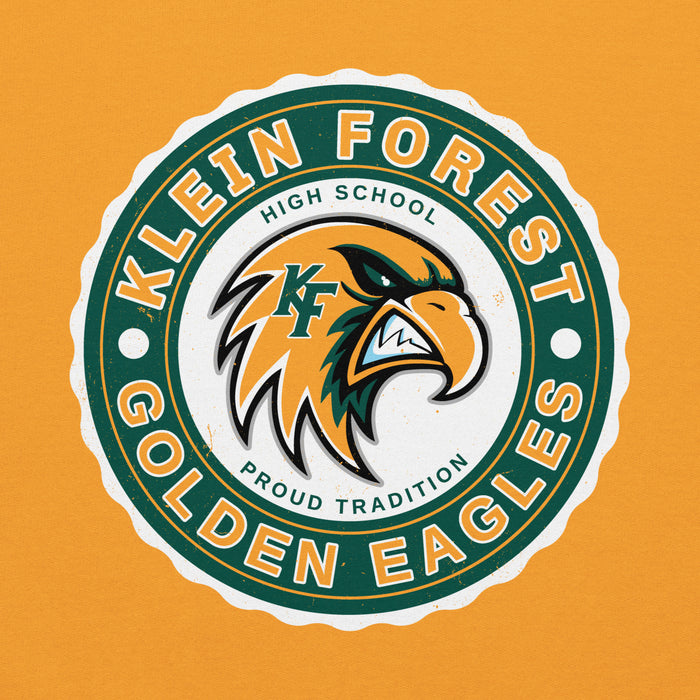 Close-up view of Klein Forest High School Golden Eagles Gold Classic Unisex Hoodie 216