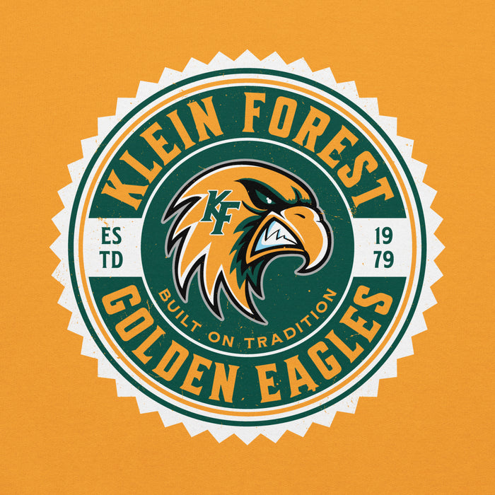 Close-up view of Klein Forest High School Golden Eagles Forest Gold Unisex Hoodie 203