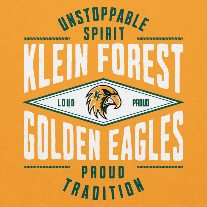 Close-up view of Klein Forest High School Golden Eagles Gold Classic Unisex Hoodie 210