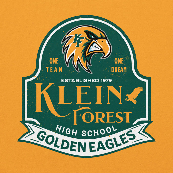 Close-up view of Klein Forest High School Golden Eagles Gold Classic Unisex Hoodie 219