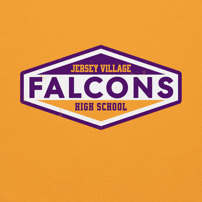 Close-up view of Jersey Village High School Falcons Gold Classic Unisex Hoodie 009