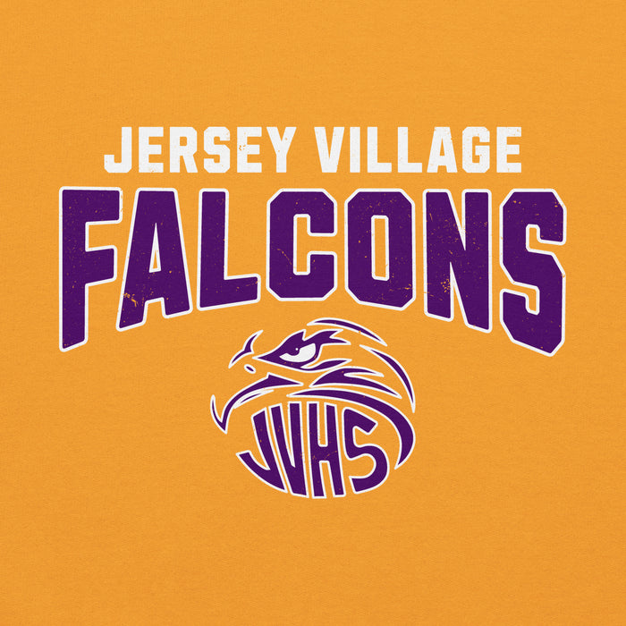 Close-up view of Jersey Village High School Falcons Gold Classic Unisex Hoodie 234