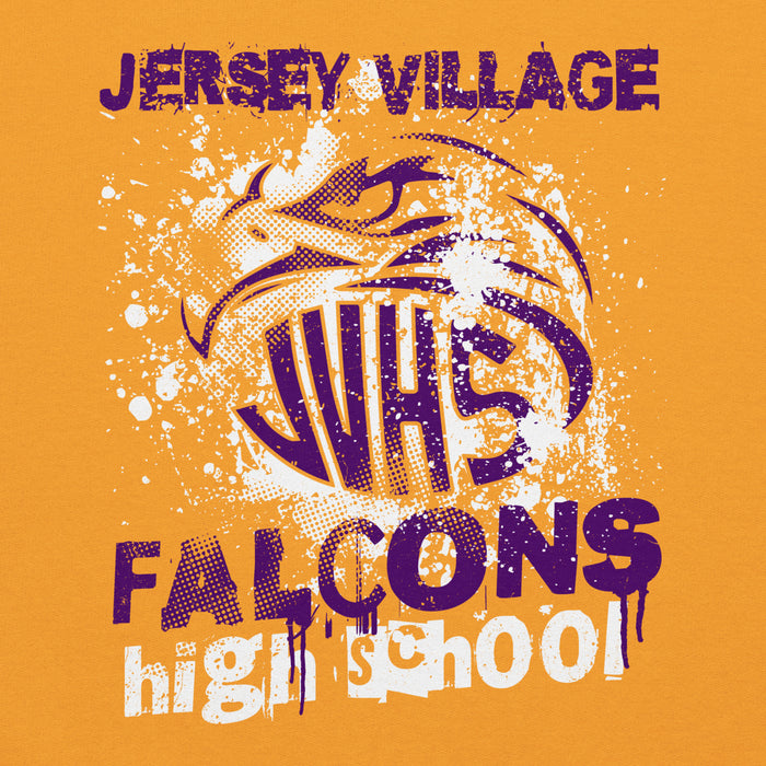 Close-up view of Jersey Village High School Falcons Gold Classic Unisex Hoodie 205