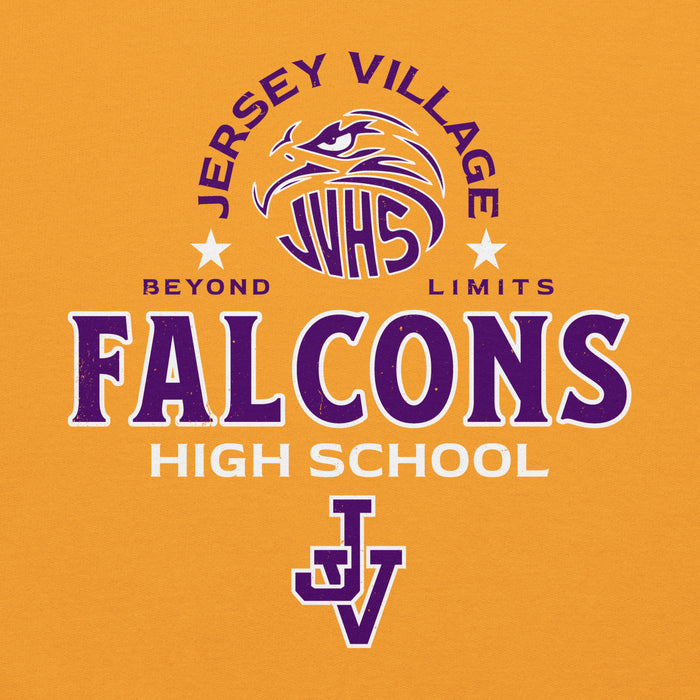 Close-up view of Jersey Village High School Falcons Gold Classic Unisex Hoodie 222