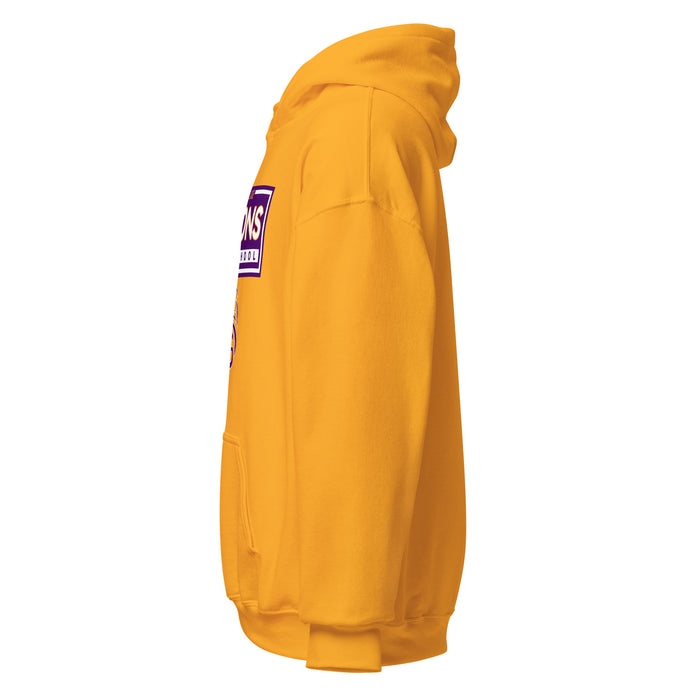 Side view of Jersey Village High School Falcons Gold Classic Unisex Hoodie 049