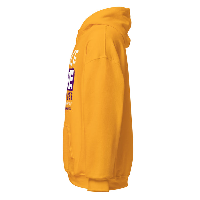 Side view of Jersey Village High School Falcons Gold Classic Unisex Hoodie 240