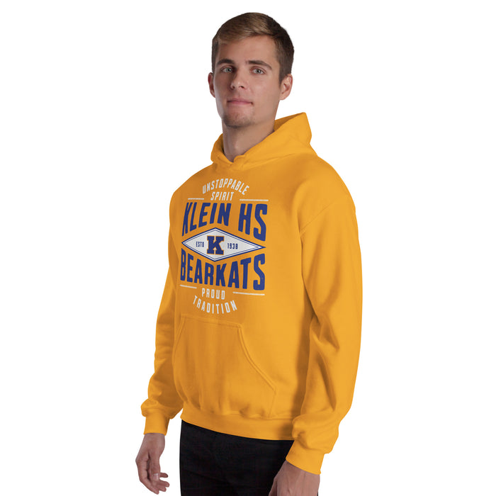 Man wearing Klein High School Bearkats Gold Classic Unisex Hoodie 210