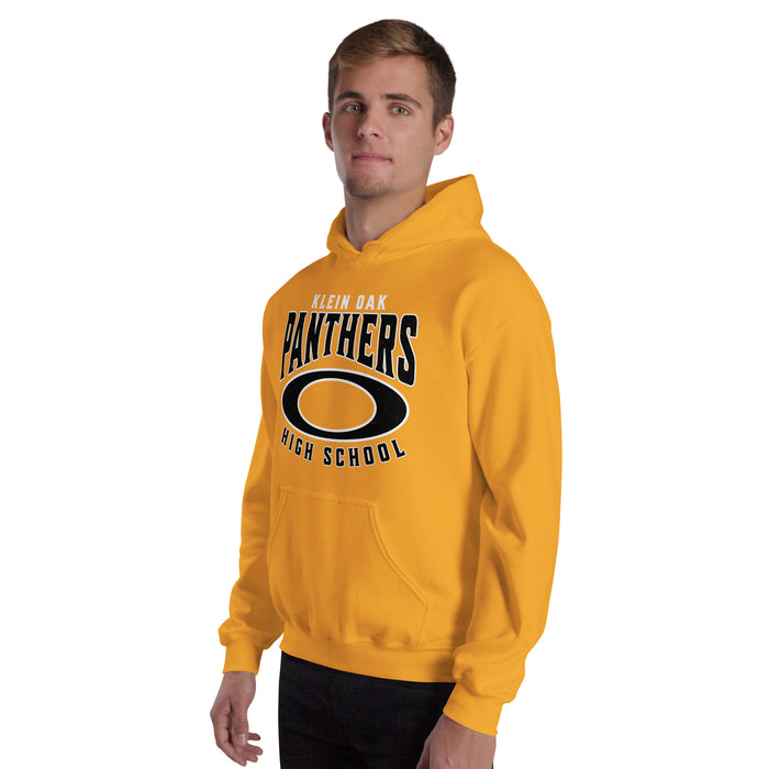 Man wearing Klein Oak High School Panthers Gold Classic Unisex Hoodie 213