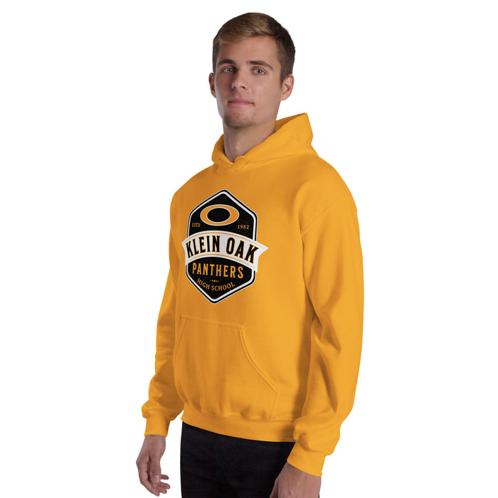 Man wearing Klein Oak High School Panthers Gold Classic Unisex Hoodie 209