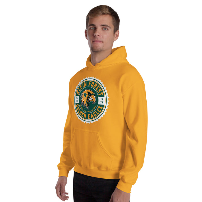 Man wearing Klein Forest High School Golden Eagles Forest Gold Unisex Hoodie 203
