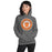 Woman wearing United High School Longhorns Dark Grey Classic Unisex Hoodie 216